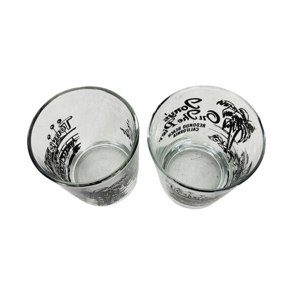 Vintage 60s MCM Tony's On The Pier Redondo Beach California Glass Rocks Glasses - Picture 15 of 15